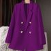 Green Women's Casual Suit Jacket Petite Korean Style Loose Sophisticated Blazer Long Sleeve Polyester For Spring Autumn_ecoleips.com