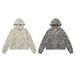 WD069 High-end Street Style Hot Girl Jacket, Retro Women's Trendy Short Deconstructed Design Hooded Cardigan Sweatshirt_ecoleips.com
