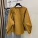 Pure Cotton Hong Kong Style Double Placket Small Stand-up Collar Long-sleeve Top, 2025 Autumn New Model, Loose-fitting_ecoleips.com