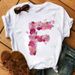 European And American Plus-size Women's Short-sleeve T-shirt With Petal Pattern, Fashionable Round Neck, Vintage Print_ecoleips.com