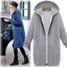 Women's Clothing European Style Plus Size Clothing, New Zip Up Cardigan, Mid Length Hooded Sweatshirt, Fleece Lined, Suitable For 200 Lbs._ecoleips.com