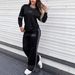 Women's Contrast Trim Long Sleeve Top And Jogger Pants Set, Casual Two-Piece Outfit Comfortable Crewneck Top_ecoleips.com