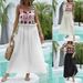 Blouse Women's Clothing Random Colors Hand Crocheted Flower Splicing Bamboo Cloth Wood Ear Edge Long Skirt Beach Dress_ecoleips.com