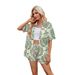 Women's Floral Print Short-Sleeved Shirt With Elastic Waistband And Shorts-A Stylish And Versatile Outfit_ecoleips.com