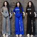 Women's Summer Fashion Set American Style Hip Hop Casual Wide Leg Pants And Short Sleeve Top Plus Size Letter Print Two-Piece Outfit_ecoleips.com
