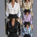 Satin Pleated Long Sleeve Blouse - Elegant Womens Shirt For Autumn, Office & Casual Wear, Wrinkle-Resistant Polyester_ecoleips.com