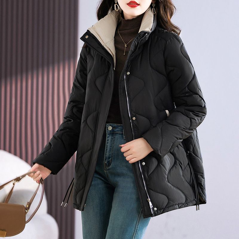 Women's Clothing Women's Down Cotton Jacket Mid Length New Style Loose Thickened Stand Collar Slim Cotton Jacket Women's Versatile Cotton Jacket_ecoleips.com