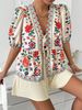 Women's Clothing Summer New Style Printed Cardigan Lace Up Short Sleeved Top Shorts Suit_ecoleips.com