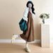 Autumn New Korean Fashion Round Neck Shirt + Strap Two-Piece Maternity Dress_ecoleips.com