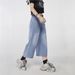 American Loose Fit Washed Vintage Cropped Denim Shorts For Women High Design Wide Leg Mid-Length Pants Street Style_ecoleips.com