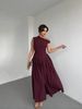 Women OneShoulder Sleeveless Burgundy Ruched FittedWaist Midi Dress Elegant Glam DateNight Summer WeddingGuest Cocktail Stretchy_ecoleips.com