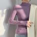 2025 Beer Half High Collar Base Shirt Women's Long Sleeved T-Shirt 2025 Autumn And Winter New Slim Fit Inner Layer Heating_ecoleips.com