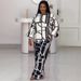 Women's Clothing Printed Round Neck Long Sleeve Straight Pants Loose Two Piece Suit_ecoleips.com