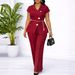 D618 Women's Summer Temperament Button Casual Short Sleeve Top Pants Two-piece Fashion Suit_ecoleips.com