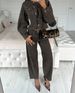 Women's Clothing Fashion Retro Slim Fit Single Breasted Denim Suit With Wide Leg Pants_ecoleips.com