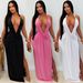 Women's Sexy Deep V Halter Neck Backpack Dress Fashion Hip Revealing Clothing_ecoleips.com