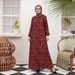 Women's Clothing Muslim Fashion Long Robe – Flowy Muslim Dress With Traditional Print (Red, S-XL)_ecoleips.com