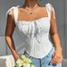 Women's Slim Fit Fishbone Camisole Sexy Hot Girl Square Neck Beautiful Back Top With Bow Tie New Style_ecoleips.com