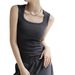 White Cotton Vest Blazer Inner Layer Sleeveless Camisole Women Spring Summer Autumn Outerwear Plus Size Top_ecoleips.com