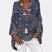 2025 Women's New Printed V-neck Blouse Shirt_ecoleips.com