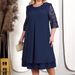 Women's Plus Size Elegant Casual Dress Embroidered Chiffon Patchwork O-Neck Five Sleeve Spring/Autumn_ecoleips.com
