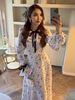 European And American 2025 Spring Elegant Floral Slim-Fit Long-Sleeve Tie-Waist Long Dress For Women_ecoleips.com