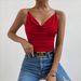 Spice Girl Wind Red Suspender Vest Women's Summer Slim Skinny Pleated Waist Short Off-Shoulder Top_ecoleips.com