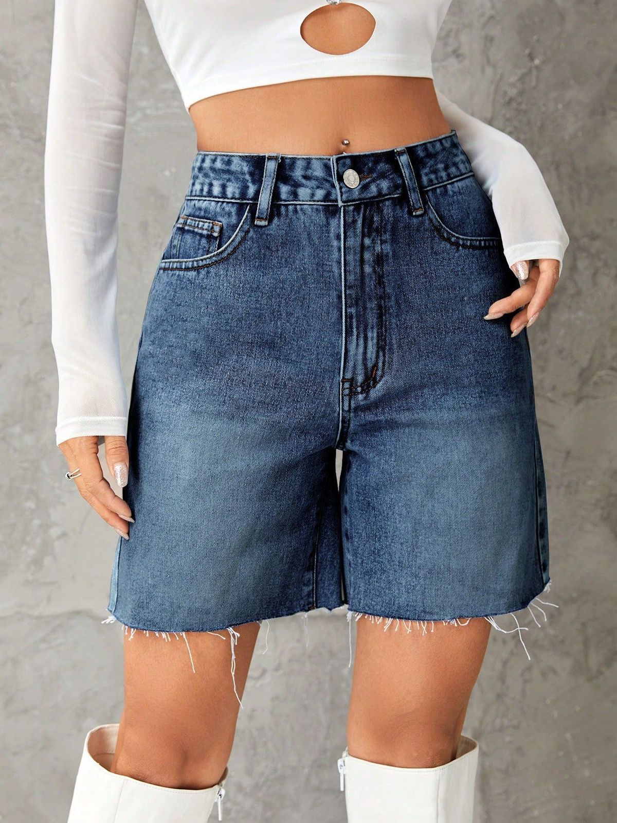 Women's High Waist Denim Shorts - Trendy Casual Stretch Jean Shorts With Comfortable Fit Denim Hot Pants For Women_ecoleips.com