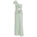 Women's Solid Color One Shoulder Maxi Dress Twisted Knot Cutout Lace Pattern Hollow Out Elegant Long Dress For Women_ecoleips.com