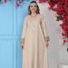25014 Cross-border Middle Eastern Arab Muslim Robe Dress Fashionable Rhinestone V-neck Ethnic Style Casual Loose Fit_ecoleips.com