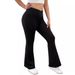 Women's Clothing V Waist Casual Pants High Waist Hip Lifting Slim Flared Pants Drapey Wide Leg Trousers_ecoleips.com