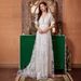 Women's Clothing Retro Long Slim V Neck Mesh Light Luxury Elegant Backless Small Tail Dress_ecoleips.com