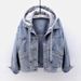 Women's Denim Hooded Jacket Short Sleeve Casual Spring Slim Fit Coat With Multiple Colors & Sizes_ecoleips.com
