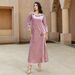 Ba5164 Lotus Pink Velvet Snowflake Hand-Stitched Rhinestone Gold Webbing Dress For Toasting Dresses_ecoleips.com