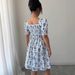 Summer Floral Print Stretch Dress – Square Neck, Puff Sleeves, A-Line Fit, Polyester Elegance (S-Xxl)_ecoleips.com