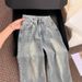 Women's High-Waisted Wide Leg Jeans Rhinestone Design Loose Fit Slimming Heavy Duty Straight Leg Pants For Autumn_ecoleips.com