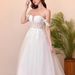 French Style off the Shoulder Wedding Dress Lace Boning Three Dimensional Appliqué Long Train Slimming Effect Women's Clothing_ecoleips.com