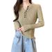 High-End Korean-Style Design With Heavy Glitter V-Neck Knit Sweater For Women, Featuring A Relaxed Long-Sleeved Top._ecoleips.com