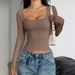 Diyun Cross-Border European And American Y2K Hot Girl Style Solid Color Long Sleeve Tank Top T-Shirt Women's Clothing_ecoleips.com