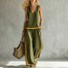 Women's Summer Casual Fashion Color Block Wide Leg Pants Set Sleeveless Two Piece Set European And American Style Trendy Cross Border_ecoleips.com