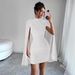 Cross-Border European And American Women's Clothing Round Neck Ribbed Chiffon Cape Bodycon Dress_ecoleips.com