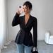 European And American Cross-border 2026 Spring New Style Color-blocked Lace Waist Slim-fit A-line Women's Blazer_ecoleips.com
