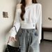Real Shot Of Foreign Trade Women's Long-sleeve Sweatshirt With Slanted Collar Off-shoulder Design, Korean Style, Loose_ecoleips.com