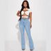 Women's High-Waisted Flared Jeans Washed Stretchy Slim Fit Cotton Denim With Pockets Casual Fashion_ecoleips.com