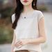 Summer 100% Pure Cotton Women's T-shirt Casual Hollow Knitted Pullover Sleeveless Loose V-neck Tees Pull Vest Tops_ecoleips.com