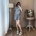 Women's Chinese Style Casual Sports Suit Short Sleeved Two Piece Set Gray Fashionable Summer 2024_ecoleips.com