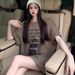 Women's Mid Length T-Shirt Summer Style Letter Print Short Sleeved Trendy Base Layer Top Loose Fit Half Sleeve_ecoleips.com