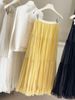 Spring High Waisted Ruffled Mesh Maxi Skirt for Women Gentle Slimming Flowy A-Line Long Skirt New Style 2026_ecoleips.com