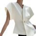 Women's Clothing One Button Vest Suit Fashionable Temperament Top Asymmetrical Vest Slim Waist Drop Shoulder Sleeves_ecoleips.com
