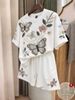 Women's Simulated Embroidered Pearl Butterfly Print Two-Piece Set T-Shirt And Shorts Fashionable Casual Outfit_ecoleips.com